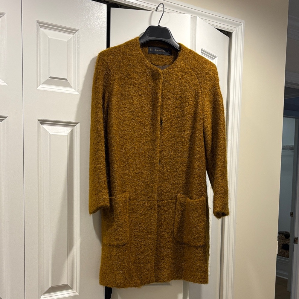 Zara Mustard Yellow boucle Coat